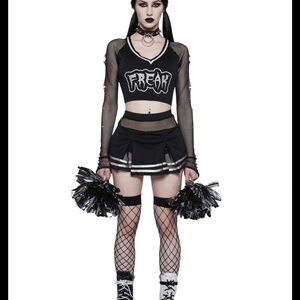 Leg Avenue Black and Silver Cheerleader Costume